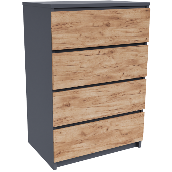 Komoda do salonu 4 szuflady Antracyt + Craft